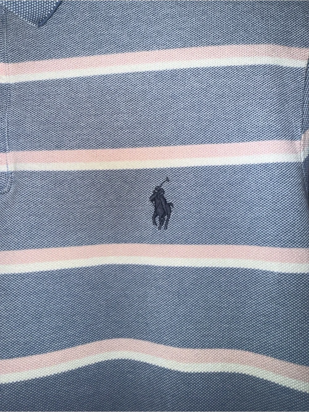 Ralph Lauren Light Blue and White Striped Polo Shirt